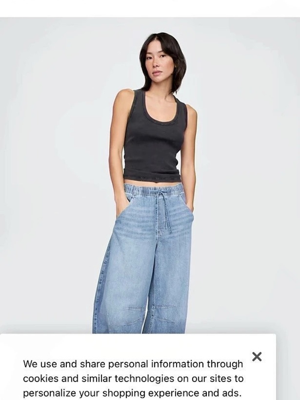 Gap Mid Rise UltraSoft Easy Horseshoe Jeans Wide Leg Blue